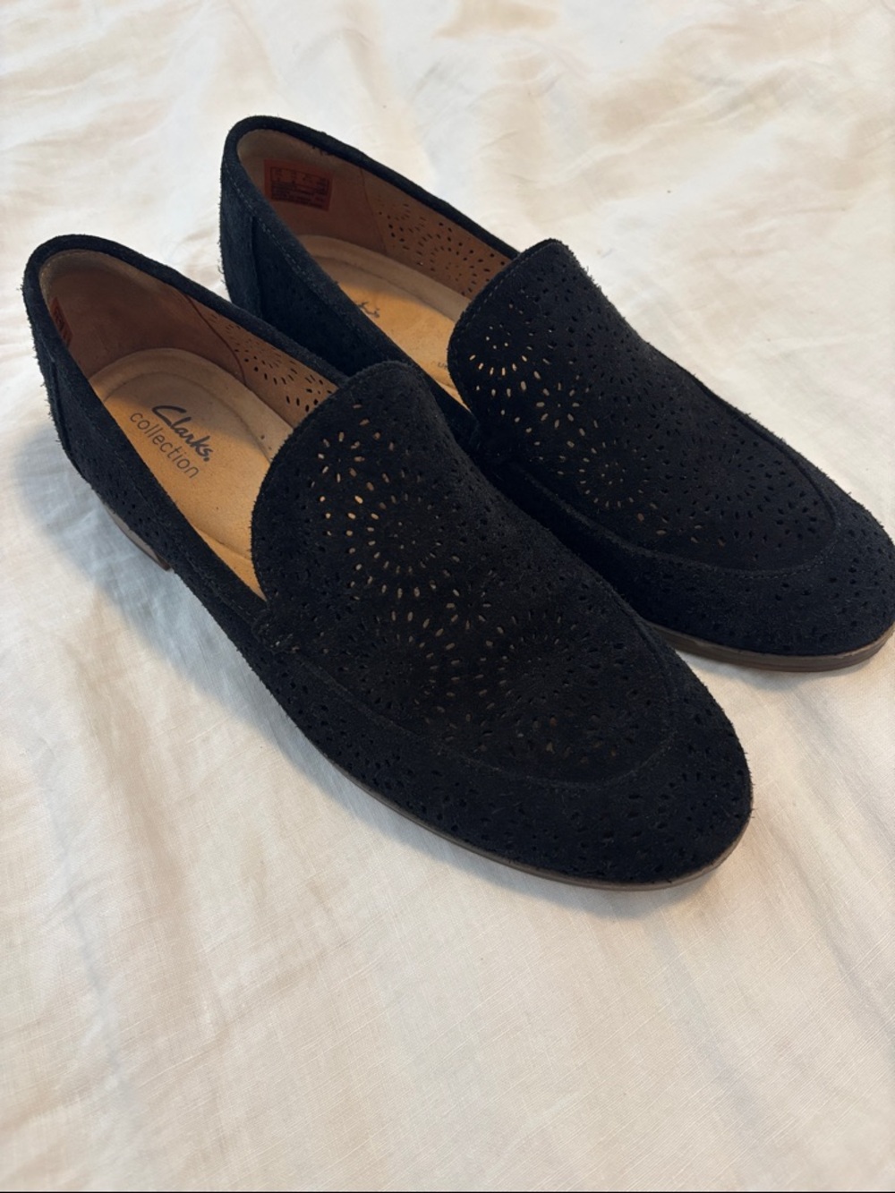 Clark’s Trish Calla Black Suede Slip-On Loafers Size 10